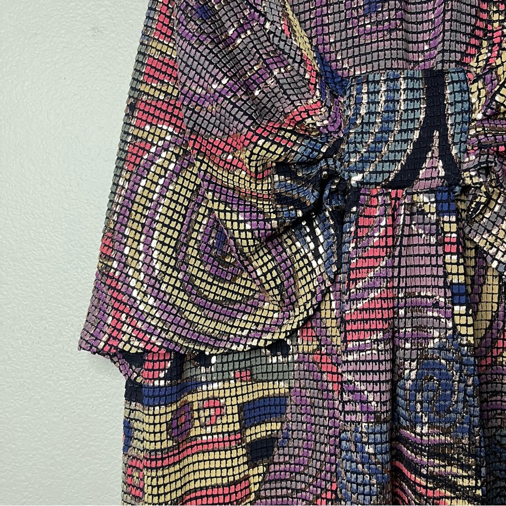Vintage 80’s Janine Of London Metallic Mosaic Dress - Picture 9 of 14